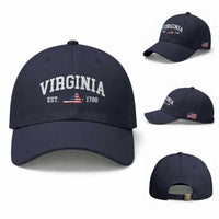 Virginia American Flag Map Baseball Cap State Travel Souvenir