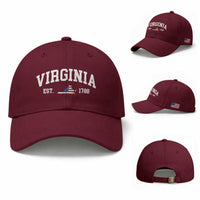 Virginia American Flag Map Baseball Cap State Travel Souvenir