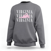 Virginia State Map Sweatshirt East Coast State Pride Travel Gift