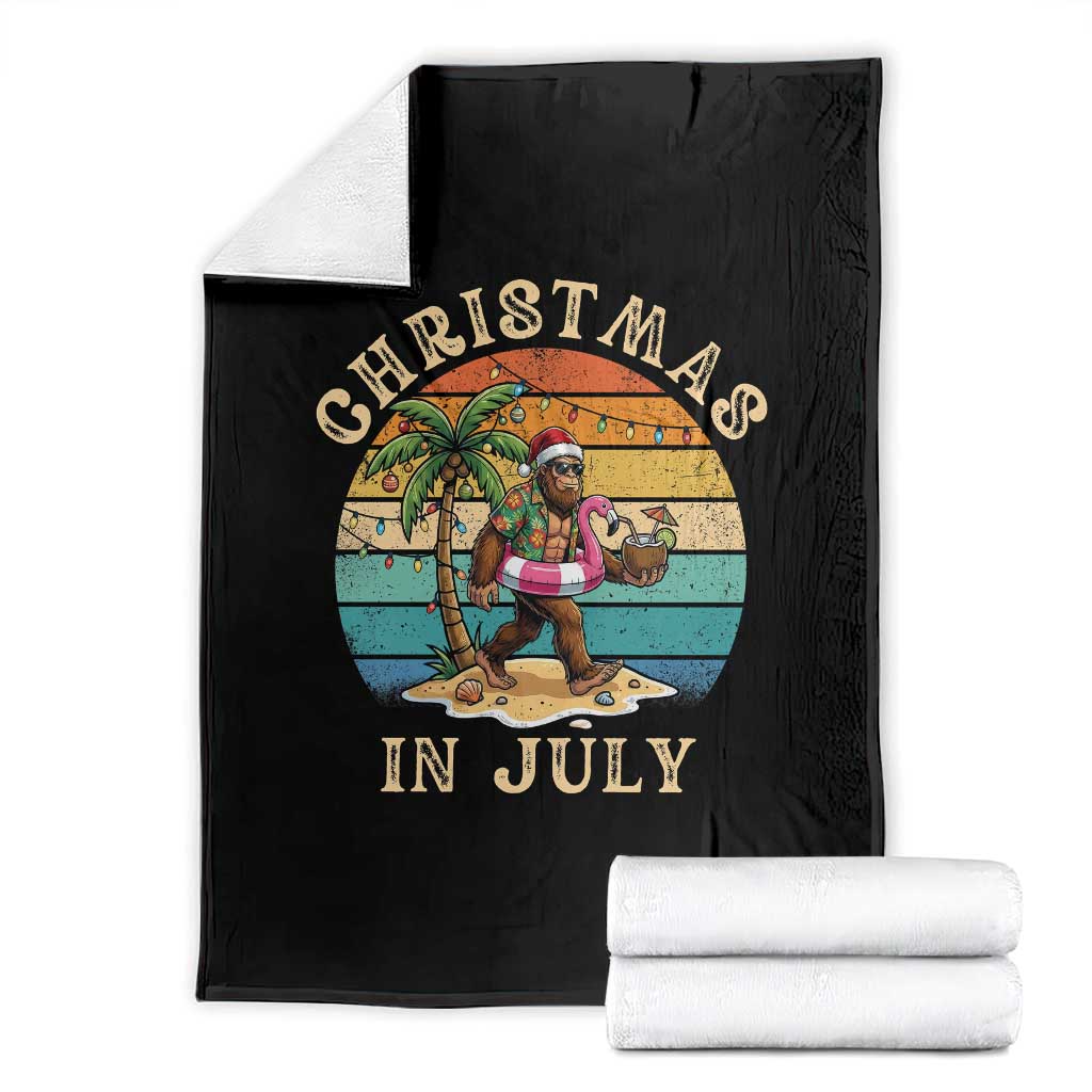 Funny Bigfoot Christmas In July Beach Vacation Throw Blanket