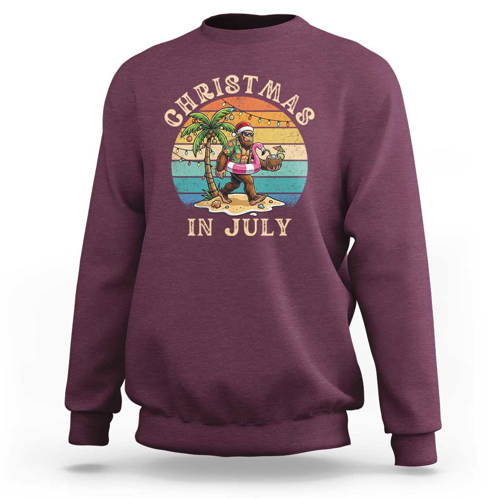 Funny Bigfoot Christmas In July Beach Vacation Sweatshirt