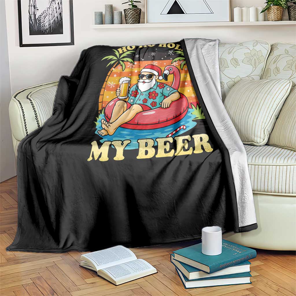 Santa Beer Christmas Throw Blanket Ho Ho Ho My Beer - Wonder Print Shop