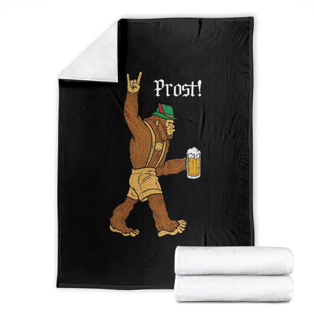 German Bigfoot Sasquatch Beer Lederhosen Throw Blanket Funny Oktoberfest Drinking Prost