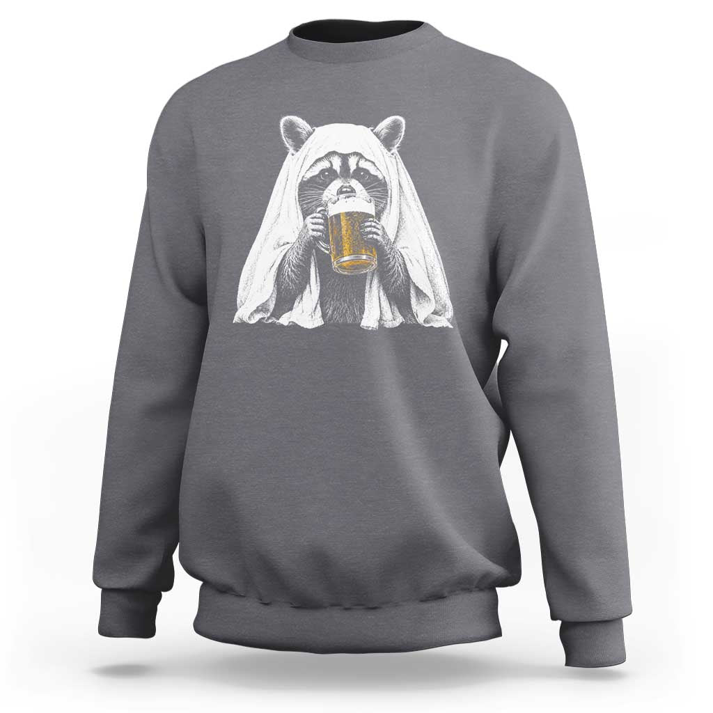 Funny Ghost Raccoon Drinking Beer Feral Halloween Sweatshirt