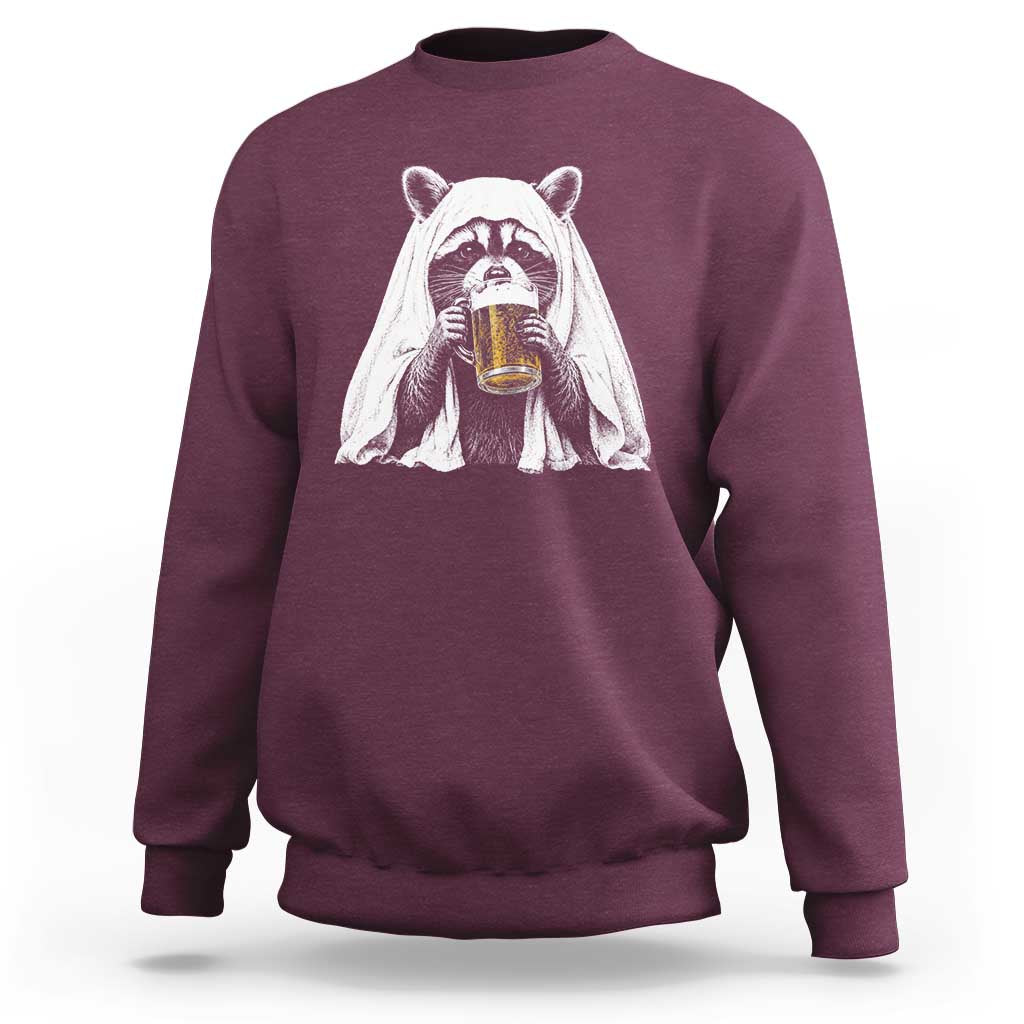 Funny Ghost Raccoon Drinking Beer Feral Halloween Sweatshirt