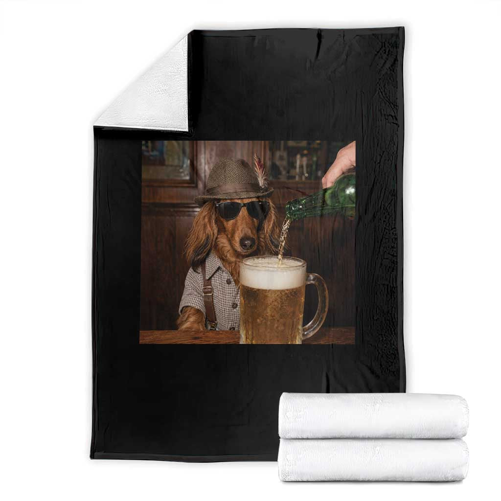 Dachshund Oktoberfest Throw Blanket Funny Wiener Dog German Beer Drinking Festival