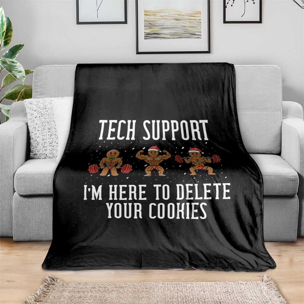 Tech Support Funny Christmas Throw Blanket Gingerbread I Am Here To Delete Your Cookies - Wonder Print Shop
