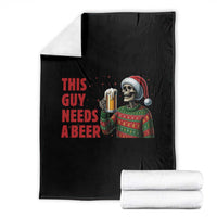 Funny Skeleton Beer Christmas Throw Blanket This Guy Needs A Beer - Wonder Print Shop