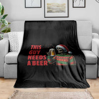 Funny Skeleton Beer Christmas Throw Blanket This Guy Needs A Beer - Wonder Print Shop