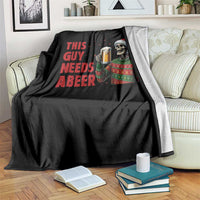 Funny Skeleton Beer Christmas Throw Blanket This Guy Needs A Beer - Wonder Print Shop