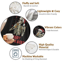 Funny Skeleton Beer Christmas Throw Blanket Daddy Needs A Beer - Wonder Print Shop