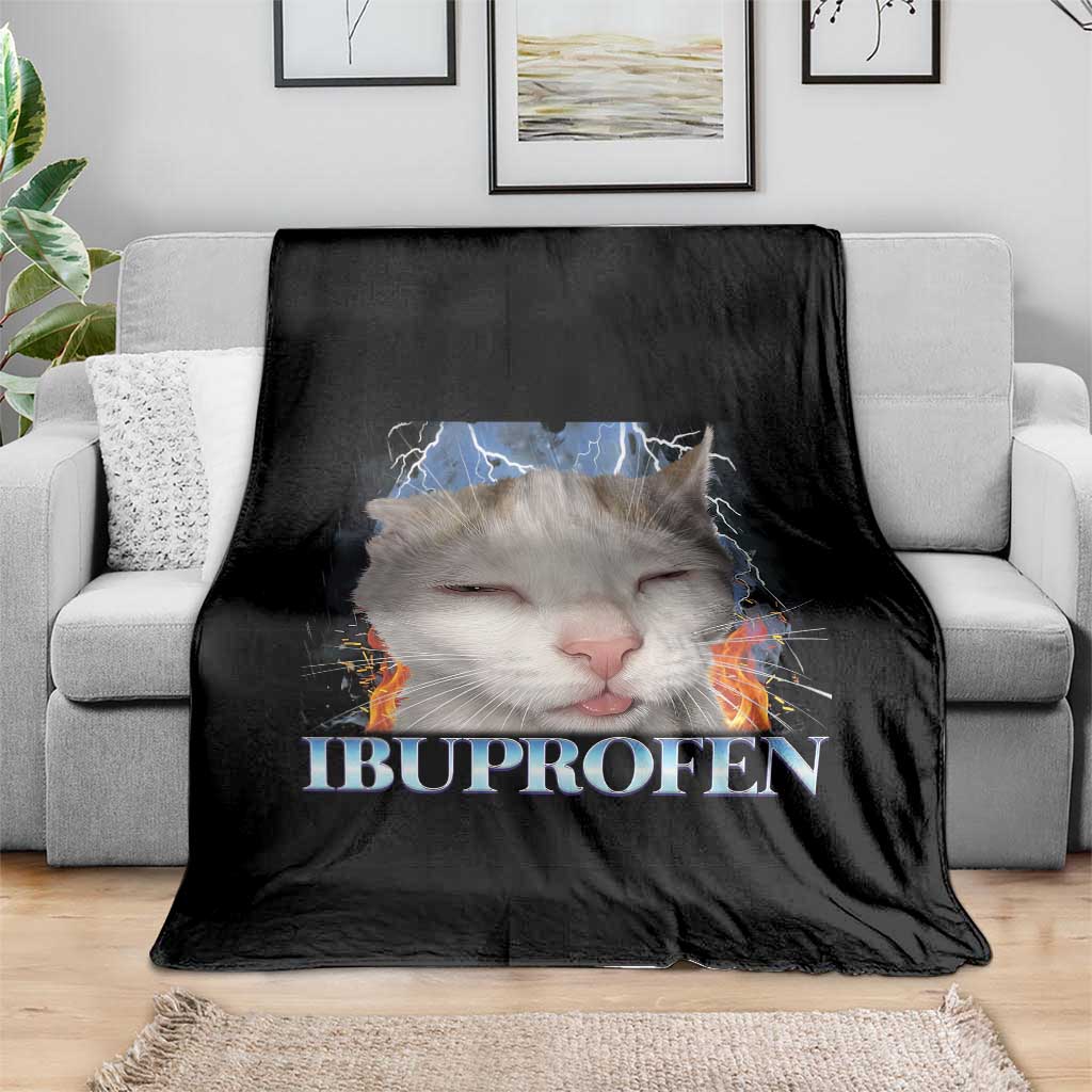 Funny Cat Meme Throw Blanket Ibuprofen Silly Kitten - Wonder Print Shop