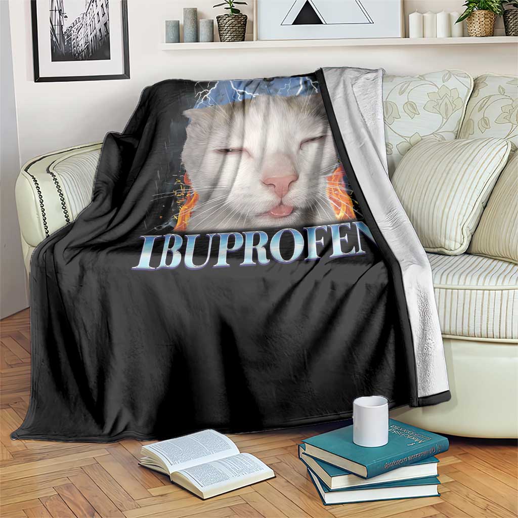 Funny Cat Meme Throw Blanket Ibuprofen Silly Kitten - Wonder Print Shop