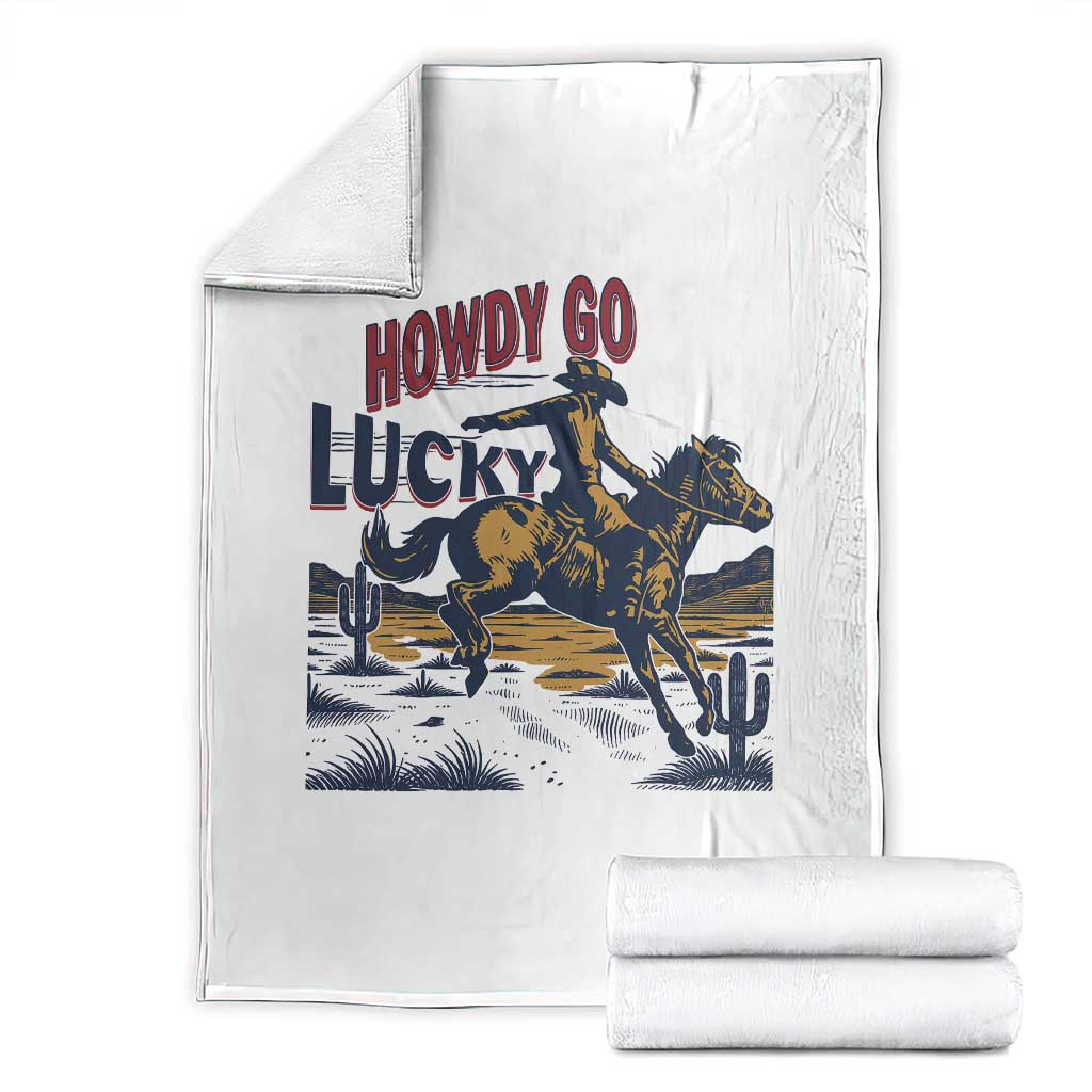 Howdy Go Lucky Throw Blanket Funny Cowboy St Patrick's Day