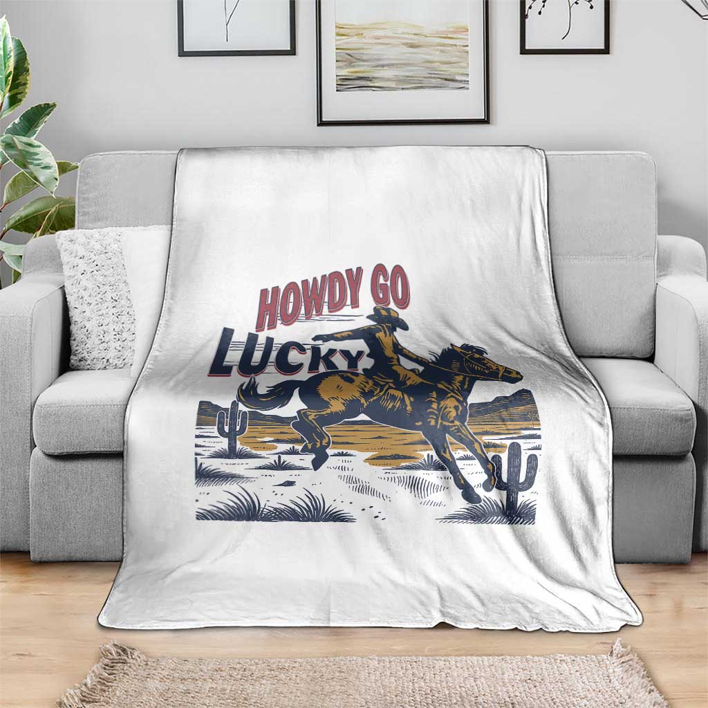 Howdy Go Lucky Throw Blanket Funny Cowboy St Patrick's Day