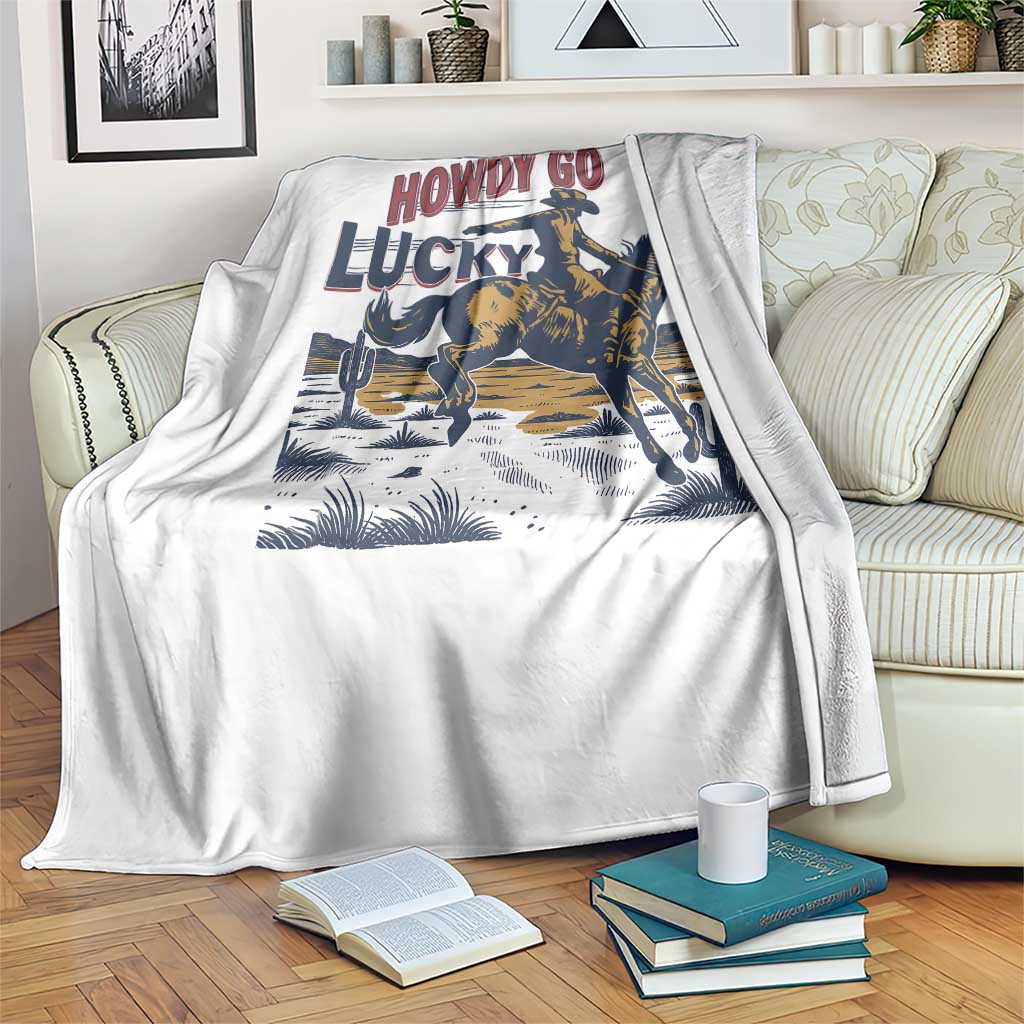 Howdy Go Lucky Throw Blanket Funny Cowboy St Patrick's Day