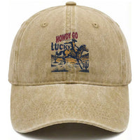 Howdy Go Lucky Washed Cotton Baseball Cap Funny Cowboy St Patrick's Day