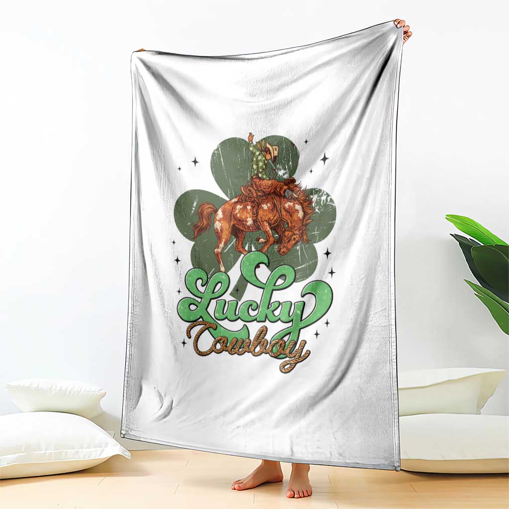 Lucky Cowboy Western Throw Blanket Funny St Patrick's Day