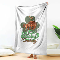 Lucky Cowboy Western Throw Blanket Funny St Patrick's Day