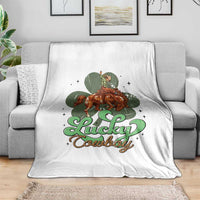 Lucky Cowboy Western Throw Blanket Funny St Patrick's Day