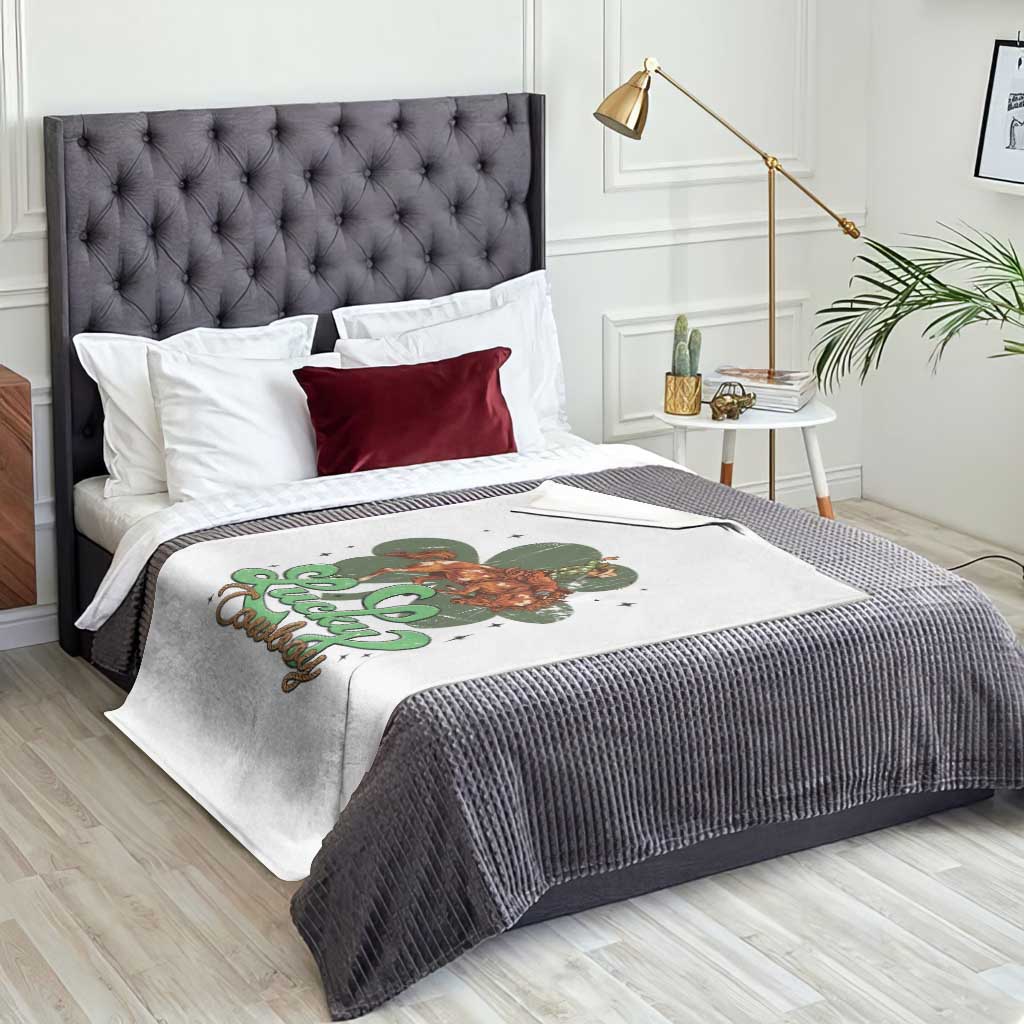 Lucky Cowboy Western Throw Blanket Funny St Patrick's Day