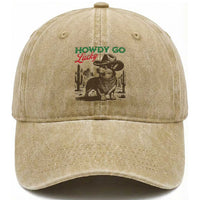 Howdy Go Lucky Washed Cotton Baseball Cap Funny Corgi St Patrick's Day
