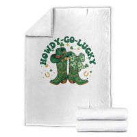 Howdy Go Lucky Throw Blanket Green Cowboy Boots St Patrick's Day