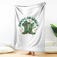 Howdy Go Lucky Throw Blanket Green Cowboy Boots St Patrick's Day