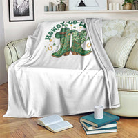 Howdy Go Lucky Throw Blanket Green Cowboy Boots St Patrick's Day
