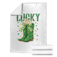 Cowboy St Patrick's Day Throw Blanket Lucky Girl Boots