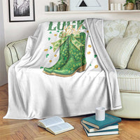 Cowboy St Patrick's Day Throw Blanket Lucky Girl Boots