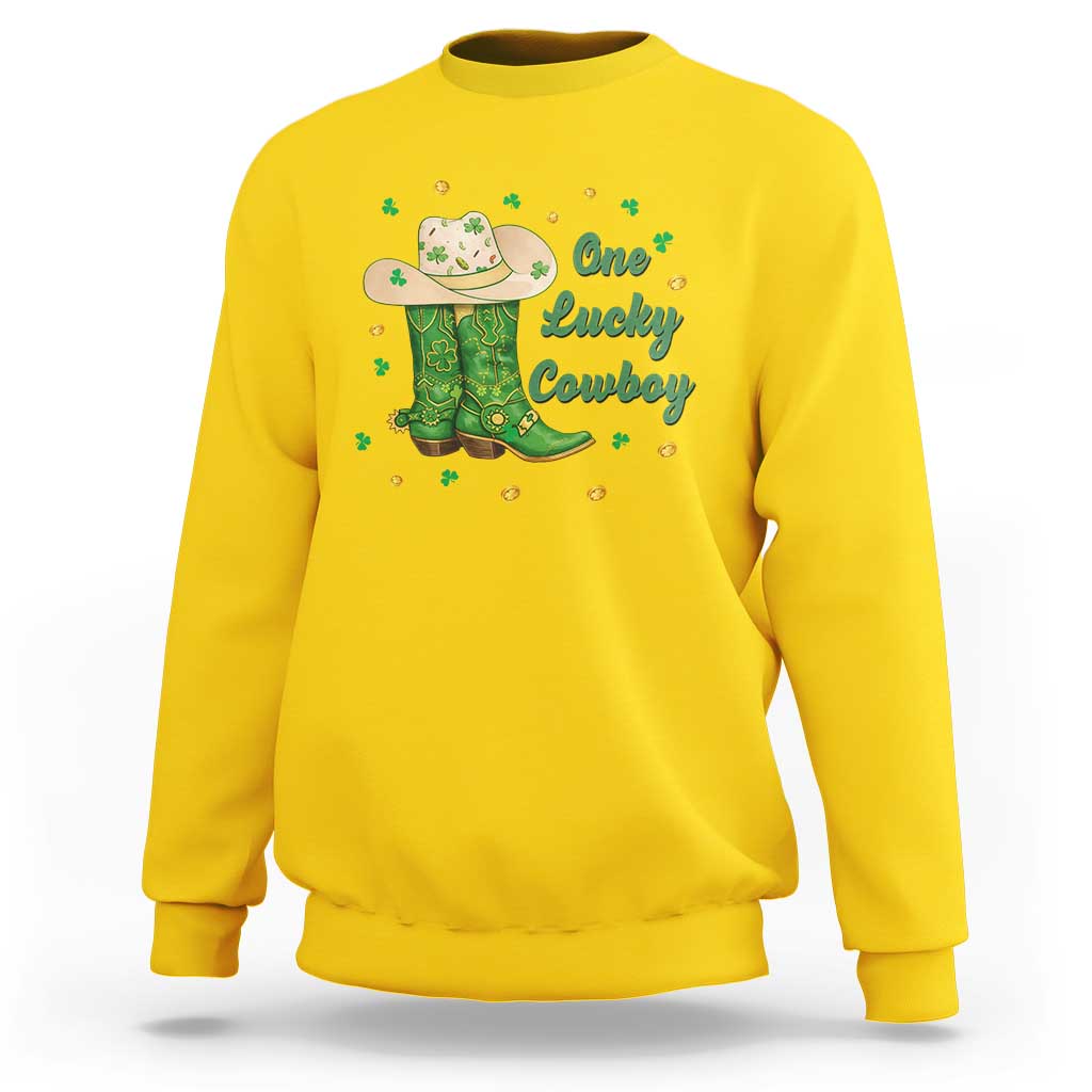 One Lucky Cowboy Sweatshirt Western Irish Cowboy St Patrick Day