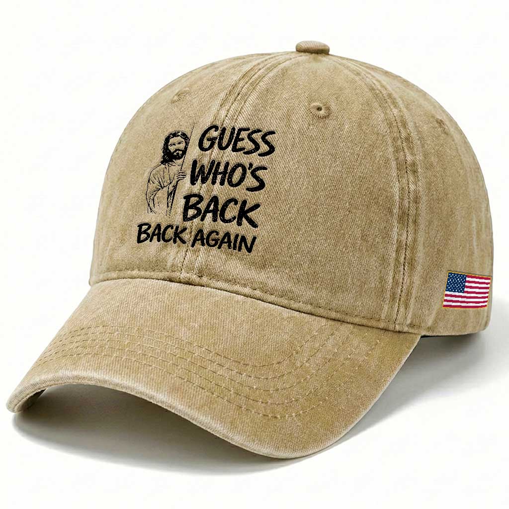 Funny Easter Jesus Washed Cotton Baseball Cap Guess Who's Back Back Again