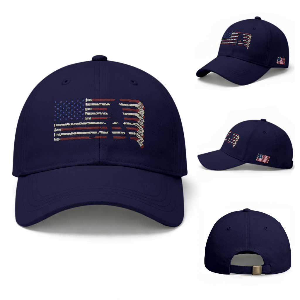 Patriotic Ice Hockey Sticks American Flag Baseball Cap