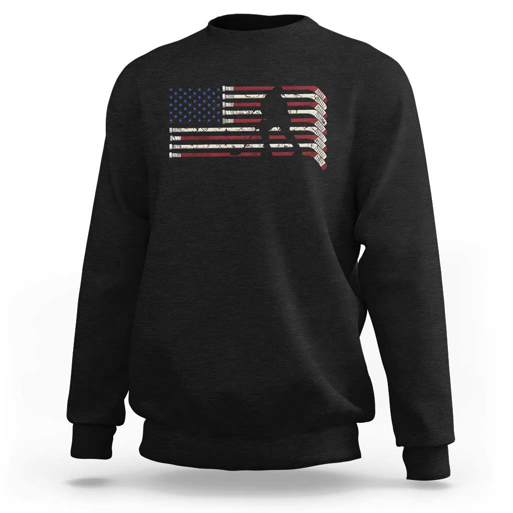 Patriotic Ice Hockey Sticks American Flag Sweatshirt