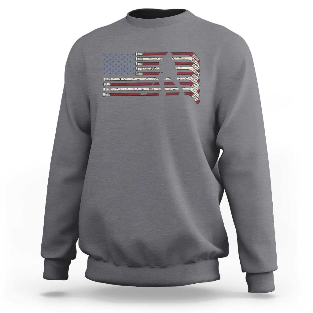 Patriotic Ice Hockey Sticks American Flag Sweatshirt