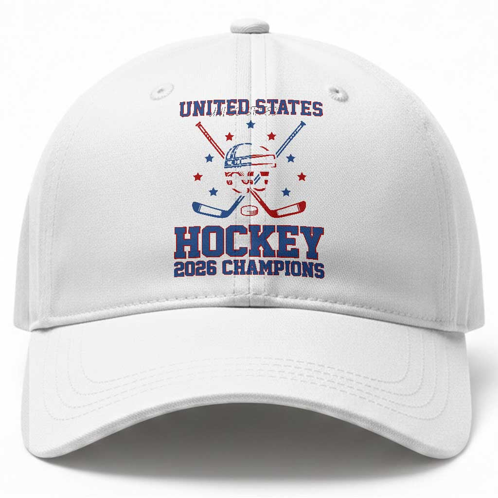 Hockey Champions 2026 Baseball Cap Patriotic Ice Hockey Fan