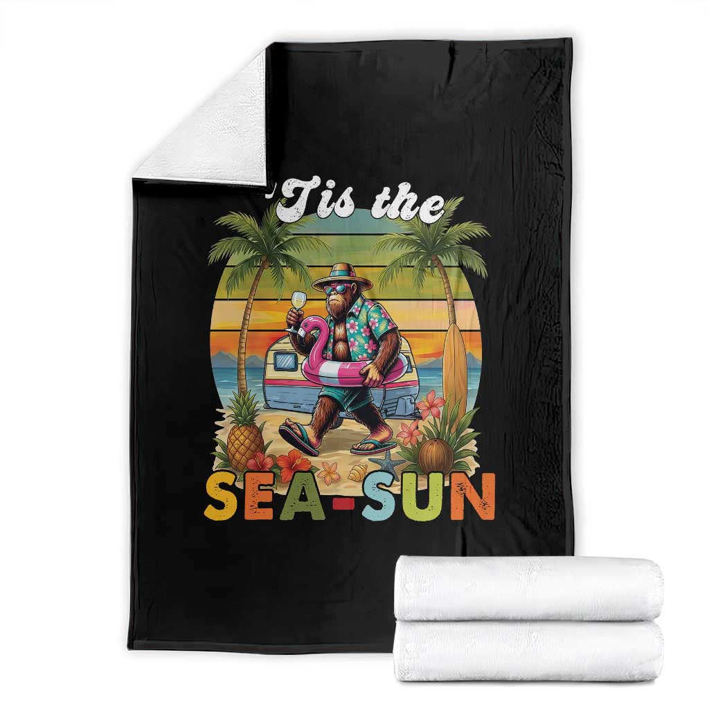 Hawaiian Bigfoot Christmas In July Throw Blanket Tis The Sea-Sun