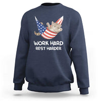 Funny Lazy Cat Sweatshirt Work Hard Rest Harder Cute Kitty Humor - Wonder Print Shop