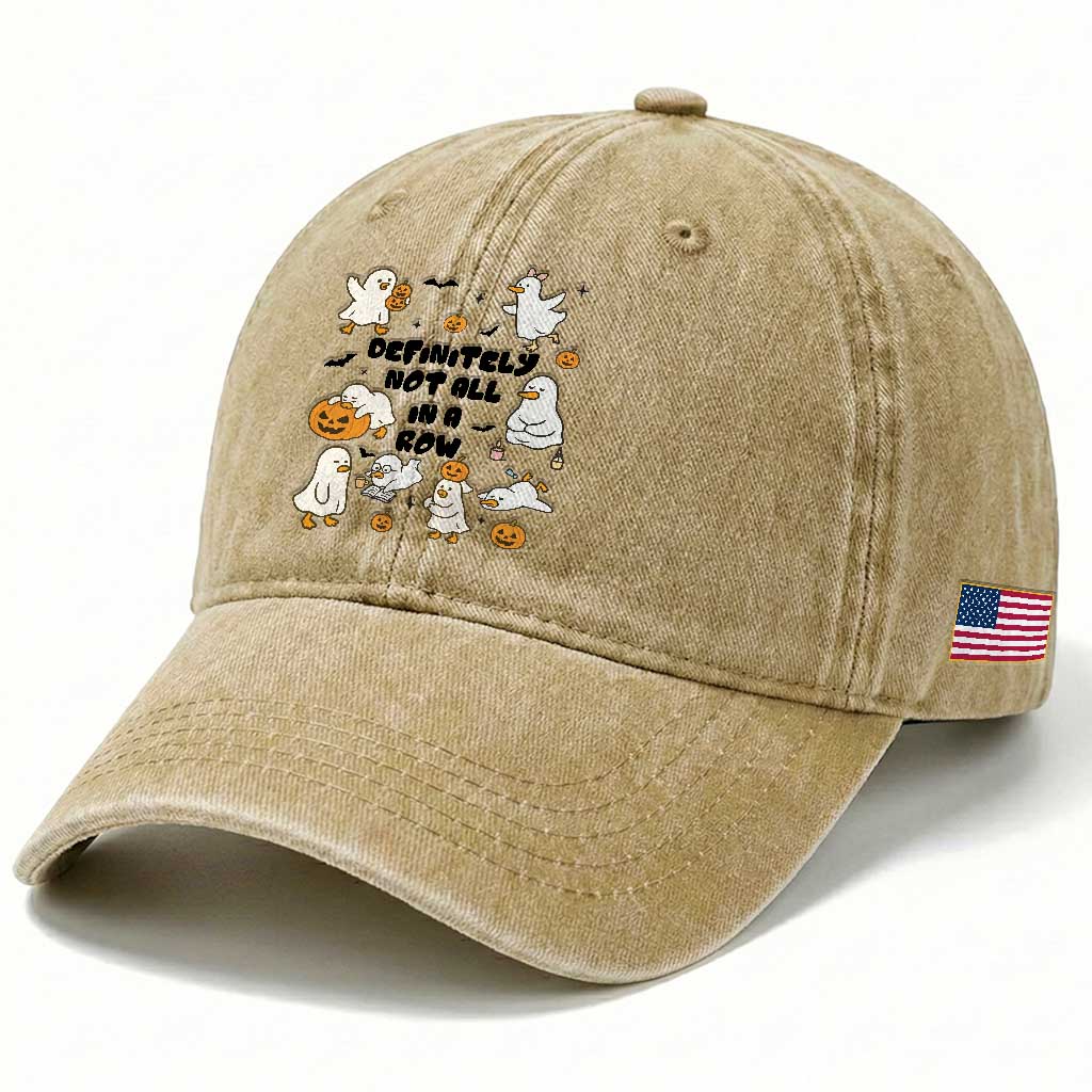 Funny Duck Ghost Halloween Washed Cotton Baseball Cap Most Definitely Not All In A Row