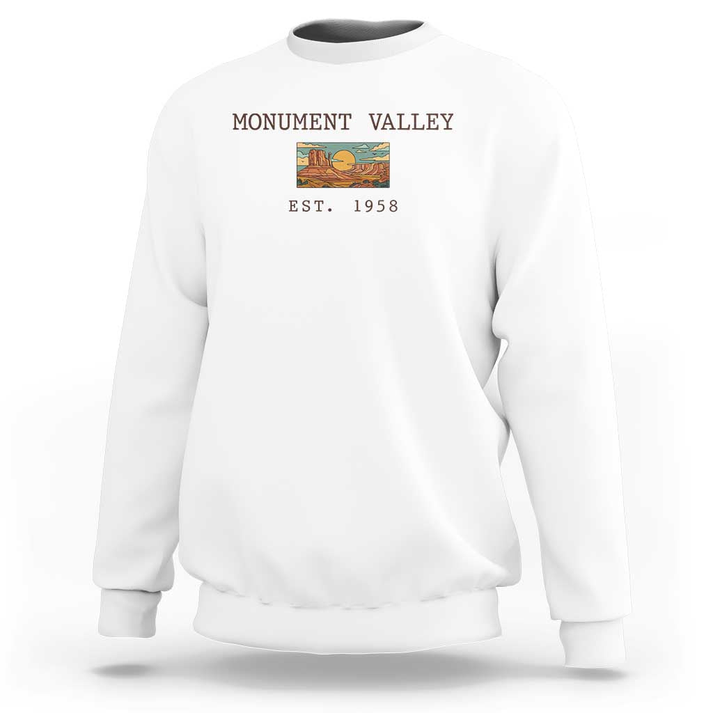 Retro Monument Valley Arizona Sunset Established 1958 Sweatshirt Southwest Desert Road Trip Eagle Nature Souvenir