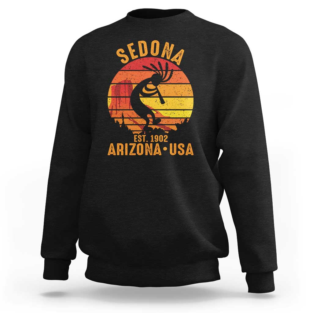 Retro Sedona Arizona Dancing Kokopelli Sweatshirt Southwest Native Symbol Desert Heritage