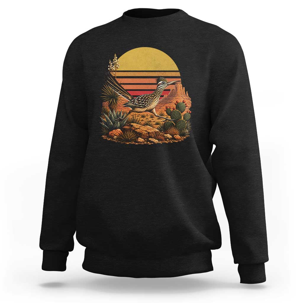 Retro Arizona Roadrunner Desert Sunset Sweatshirt Southwest Bird Wildlife Nature Lover
