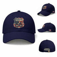 Route US 66 American Flag Americana Road Trip Baseball Cap