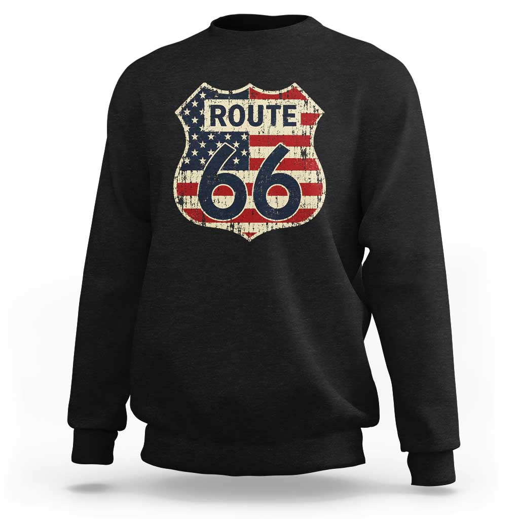 Route US 66 American Flag Americana Road Trip Sweatshirt