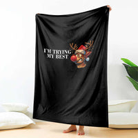 Funny Reindeer Christmas Meme Throw Blanket I Am Trying My Best - Wonder Print Shop