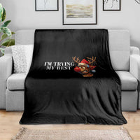Funny Reindeer Christmas Meme Throw Blanket I Am Trying My Best - Wonder Print Shop