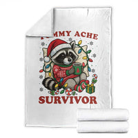 Funny Racoon Christmas Meme Throw Blanket Tummy Ache Survivor - Wonder Print Shop