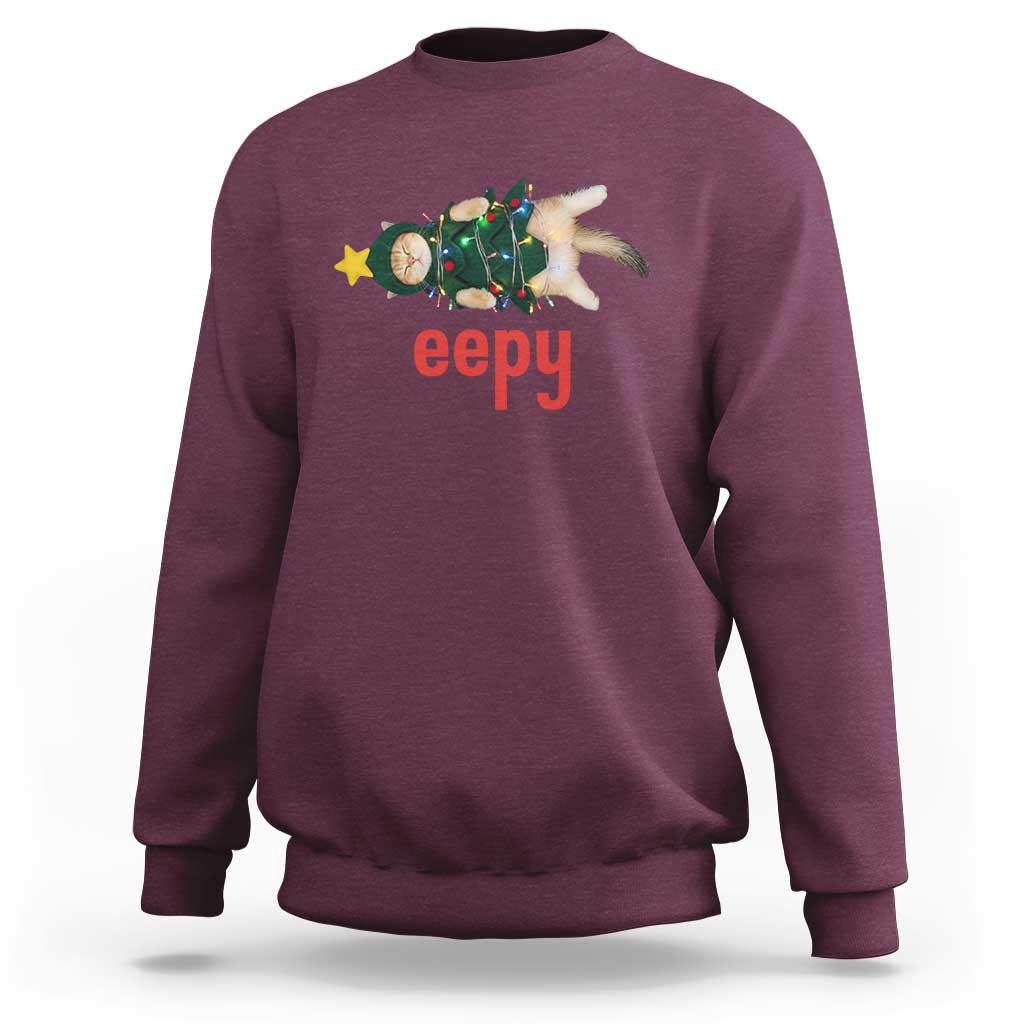Cat Christmas Meme Sweatshirt Eepy Kitten Silly Sleepy - Wonder Print Shop