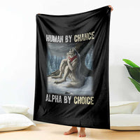 Funny Alpha Wolf Christmas Meme Throw Blanket Human By Chance Alpha By Choice - Wonder Print Shop
